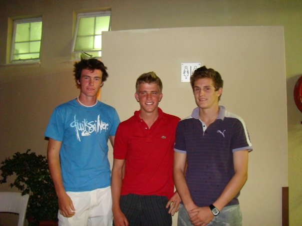 nathan waller in blue with dylan higgins and promising batsman pj moor during the u19 namibia tour 2008